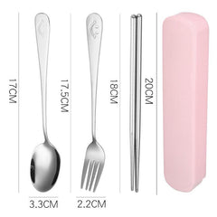 3pcs Stainless Steel Tableware Set with Case