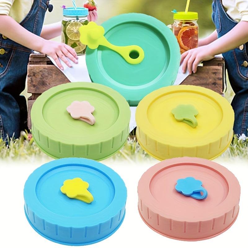 Plastic Sealing Cover for Mason Jar Lid Straw Plum Blossom Straw Plug