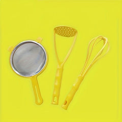 3pcs Kitchen Gadget Set - Fine Mesh Sifter, Egg Whisk, Potato Smasher