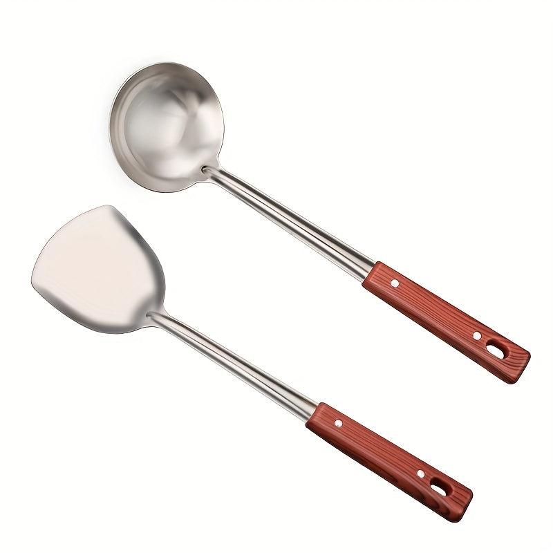 3pcs Stainless Steel Spatula Cooking Set Spoon Colander Anti scalding Thickened