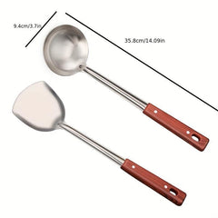 3pcs Stainless Steel Spatula Cooking Set Spoon Colander Anti scalding Thickened