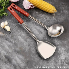 3pcs Stainless Steel Spatula Cooking Set Spoon Colander Anti scalding Thickened