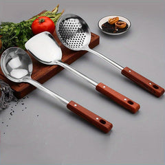 3pcs Stainless Steel Spatula Cooking Set Spoon Colander Anti scalding Thickened