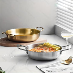 2pcs Stainless Steel Frying Pan 2 Handles Nonstick Skillet