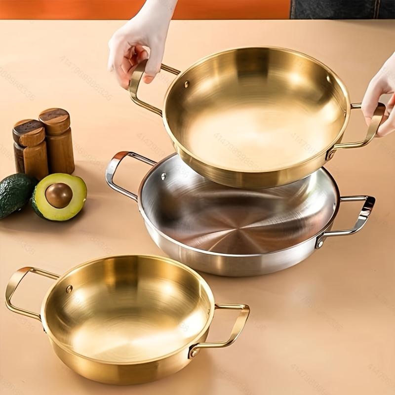 2pcs Stainless Steel Frying Pan 2 Handles Nonstick Skillet