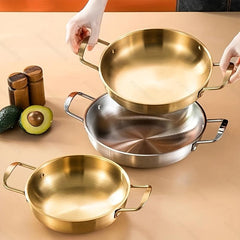 2pcs Stainless Steel Frying Pan 2 Handles Nonstick Skillet