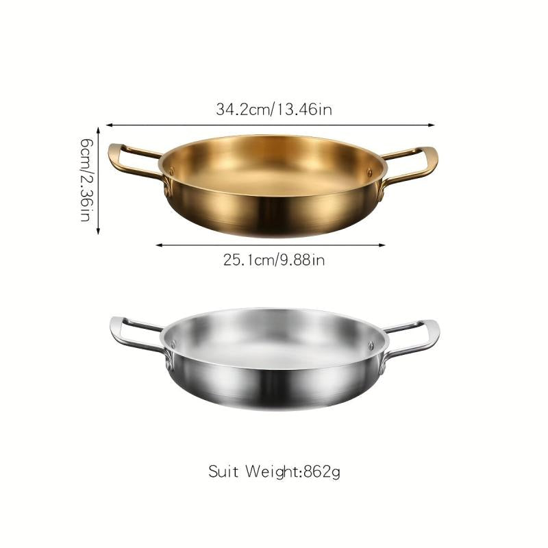 2pcs Stainless Steel Frying Pan 2 Handles Nonstick Skillet