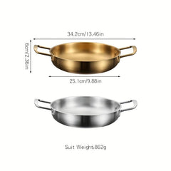 2pcs Stainless Steel Frying Pan 2 Handles Nonstick Skillet