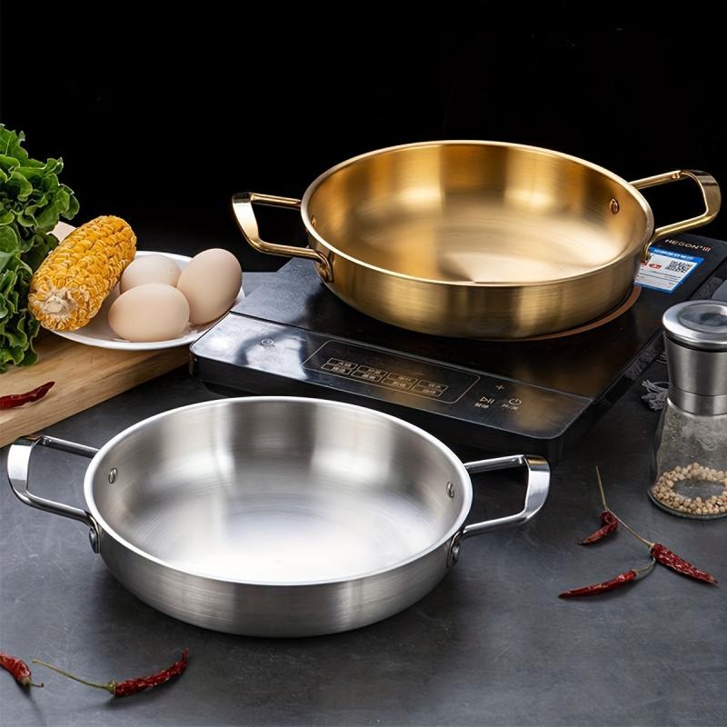 2pcs Stainless Steel Frying Pan 2 Handles Nonstick Skillet