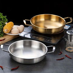2pcs Stainless Steel Frying Pan 2 Handles Nonstick Skillet