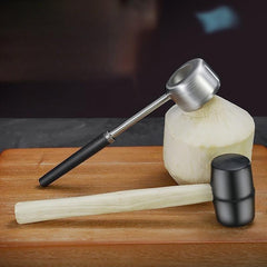 2pcs Coconut Opener Tools Rubber Hammer Young Coconut Tool Set