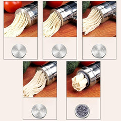 Small Stainless Steel Pasta Maker with 5 Noodle Moulds