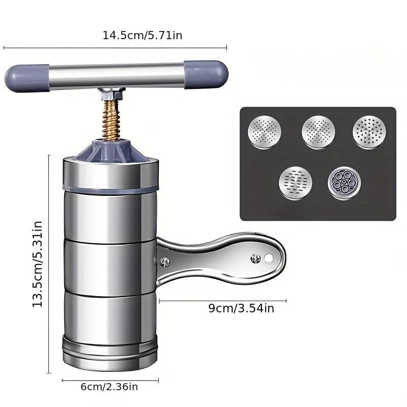 Small Stainless Steel Pasta Maker with 5 Noodle Moulds