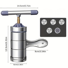 Small Stainless Steel Pasta Maker with 5 Noodle Moulds