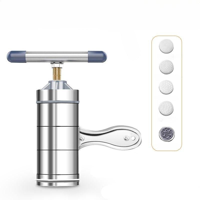 Small Stainless Steel Pasta Maker with 5 Noodle Moulds