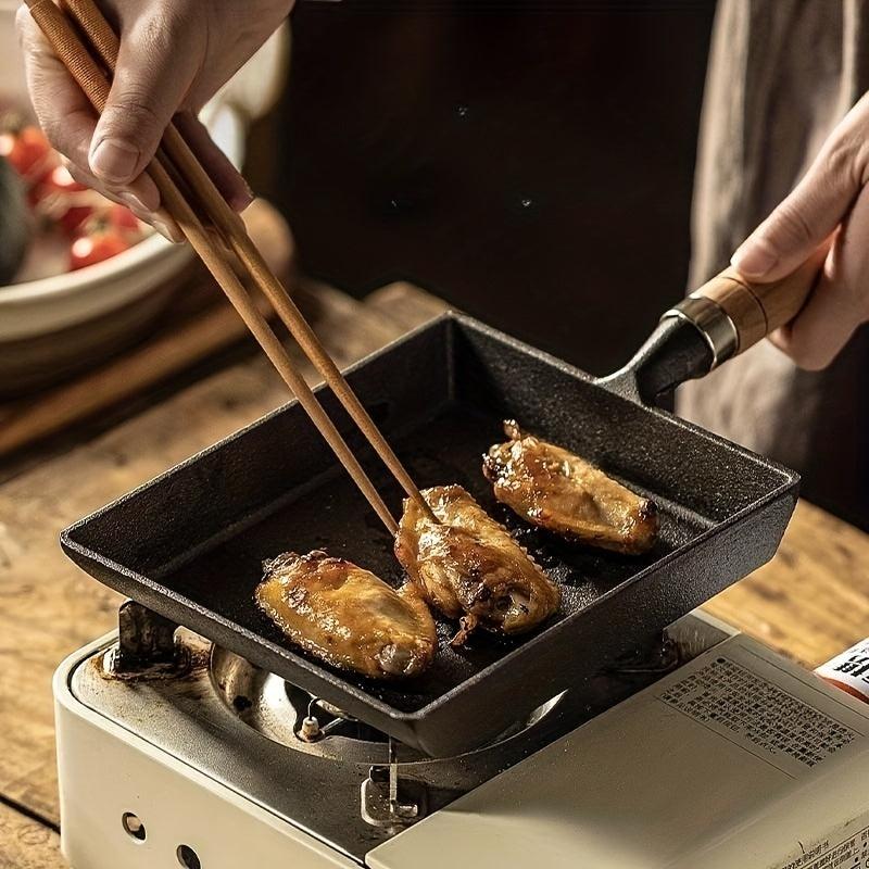 Japanese Style Cast Iron Omelette Pan 18x15 - Rectangular Small Frying Pan