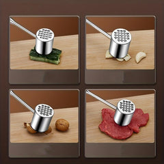 Dual Sided Meat Hammer Wooden Handle Stainless Steel Meat Pounder