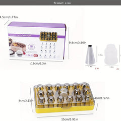18pcs Flower Frosting Tips Icing Cream Nozzle Set Cupcake Decorating Tools