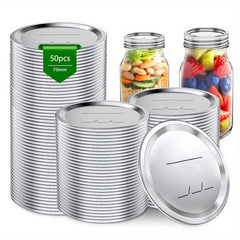 50pcs Airtight Regular Mouth Canning Lids For Mason Jars Reusable Tinplate Lids