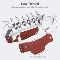 Stainless Steel Chicken Shredder Bear Claws with Wooden Handle