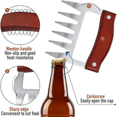 Stainless Steel Chicken Shredder Bear Claws with Wooden Handle