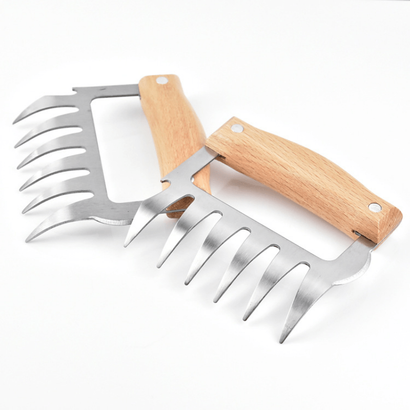 Stainless Steel Chicken Shredder Bear Claws with Wooden Handle