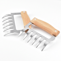Stainless Steel Chicken Shredder Bear Claws with Wooden Handle