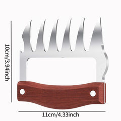 Stainless Steel Chicken Shredder Bear Claws with Wooden Handle