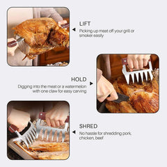 Stainless Steel Chicken Shredder Bear Claws with Wooden Handle
