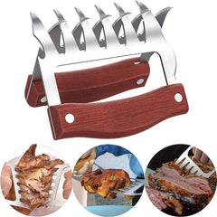 Stainless Steel Chicken Shredder Bear Claws with Wooden Handle