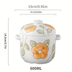 Ceramic Stew Pot Double Lid Soup Bowl Stew Jar Kitchen Supplies