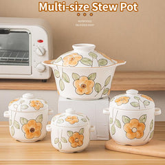 Ceramic Stew Pot Double Lid Soup Bowl Stew Jar Kitchen Supplies