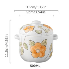 Ceramic Stew Pot Double Lid Soup Bowl Stew Jar Kitchen Supplies