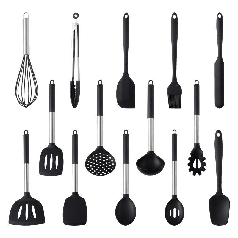 14pcs Stainless Steel & Silicone Kitchen Utensils Set