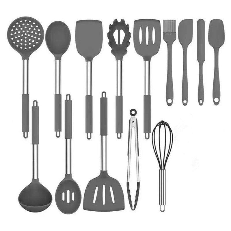 14pcs Stainless Steel & Silicone Kitchen Utensils Set