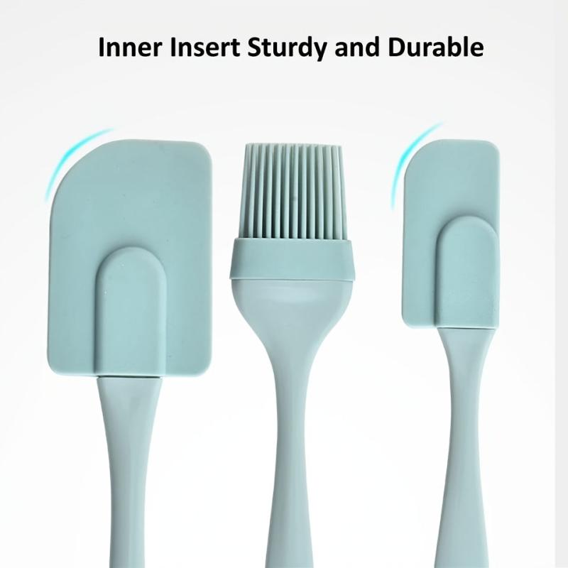 3 Pcs Baking Spatula Set Silicone Brush Mixing Butter Cake Cream Supplies