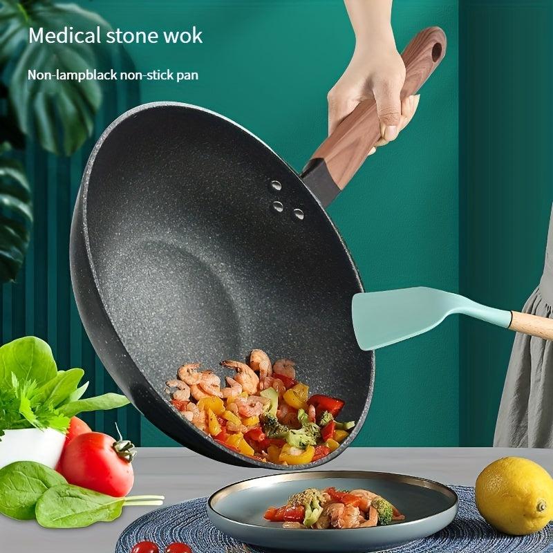 Frying Pan 32cm Non Stick Cast Iron Skillet for Gas Stove Top & Induction Cooker