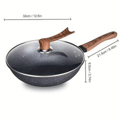 Frying Pan 32cm Non Stick Cast Iron Skillet for Gas Stove Top & Induction Cooker