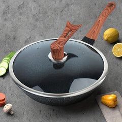 Frying Pan 32cm Non Stick Cast Iron Skillet for Gas Stove Top & Induction Cooker