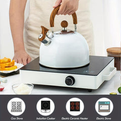 2.5L Stainless Steel Whistling Teapot with Wooden Handle