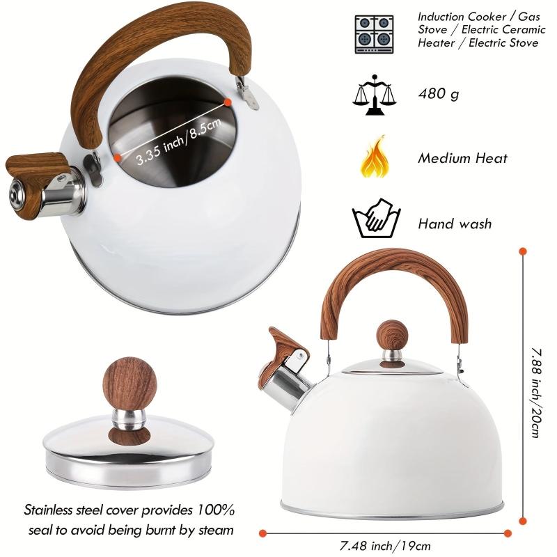 2.5L Stainless Steel Whistling Teapot with Wooden Handle