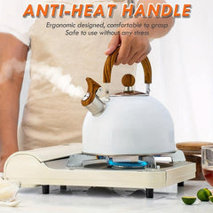 2.5L Stainless Steel Whistling Teapot with Wooden Handle