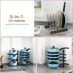 Adjustable 5-Tier Pot and Pan Organizer Rack with 3 DIY Methods