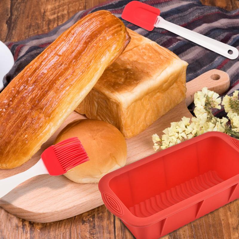 7pc Silicone Baking Mould Set + Oven Mitts, Brush, Spatula, Scraper, 2 Loaf Moul