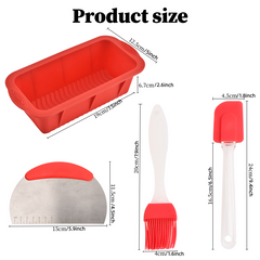 7pc Silicone Baking Mould Set + Oven Mitts, Brush, Spatula, Scraper, 2 Loaf Moul