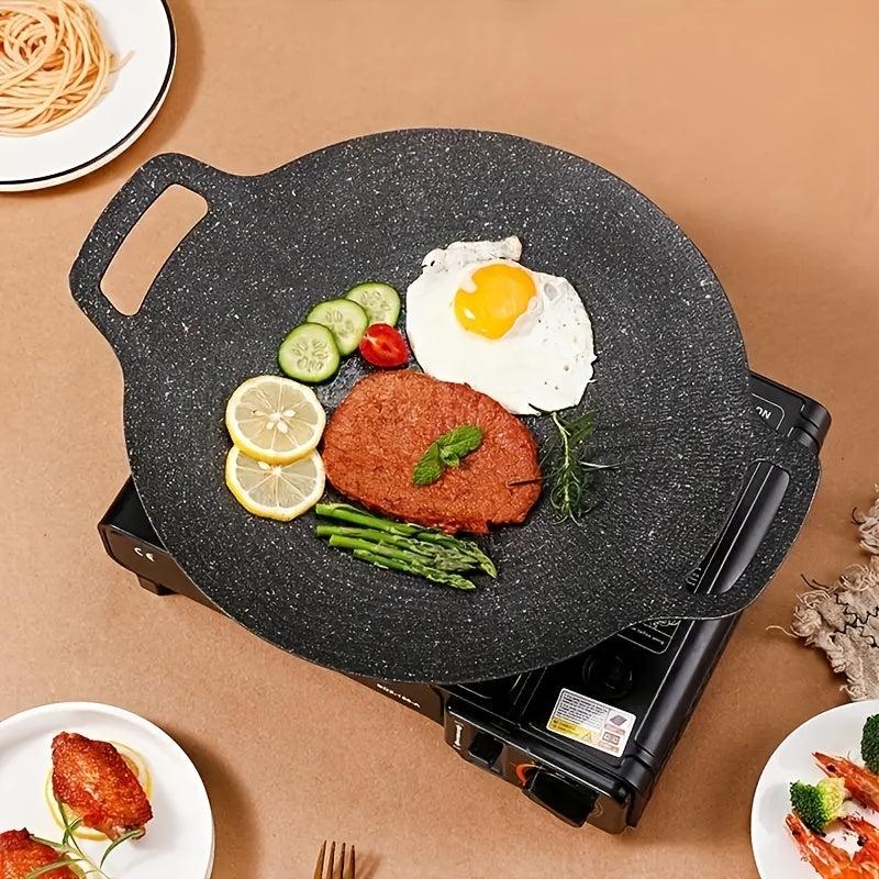 Non Stick BBQ Grill Pan Stovetop Plate Camping Rotisserie Cookware