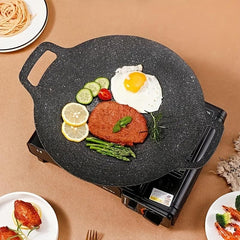 Non Stick BBQ Grill Pan Stovetop Plate Camping Rotisserie Cookware