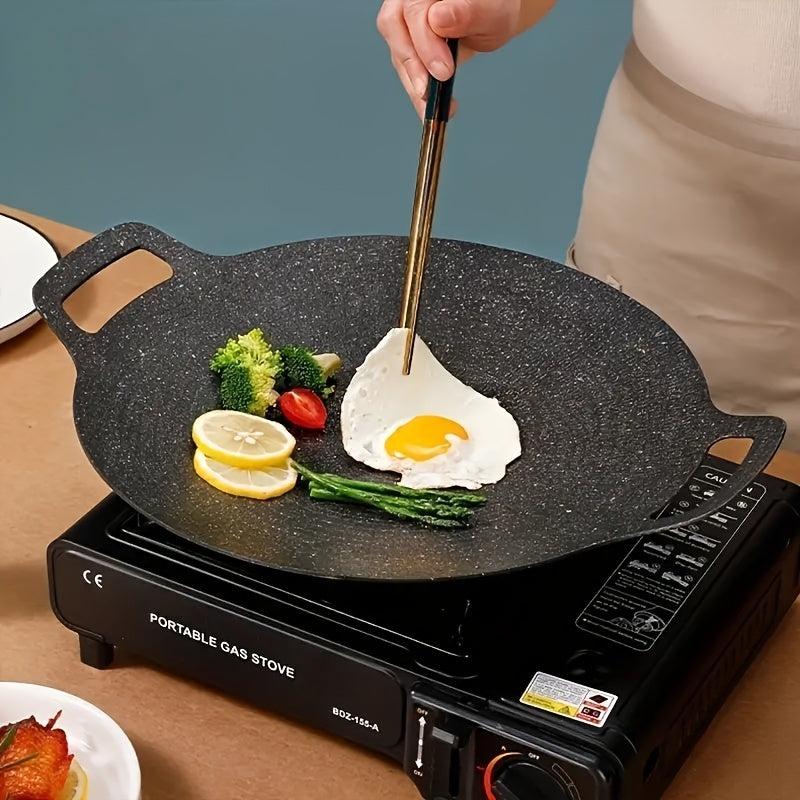 Non Stick BBQ Grill Pan Stovetop Plate Camping Rotisserie Cookware