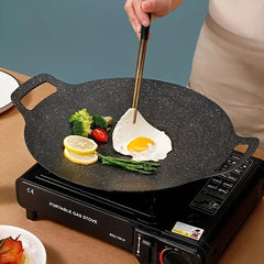 Non Stick BBQ Grill Pan Stovetop Plate Camping Rotisserie Cookware
