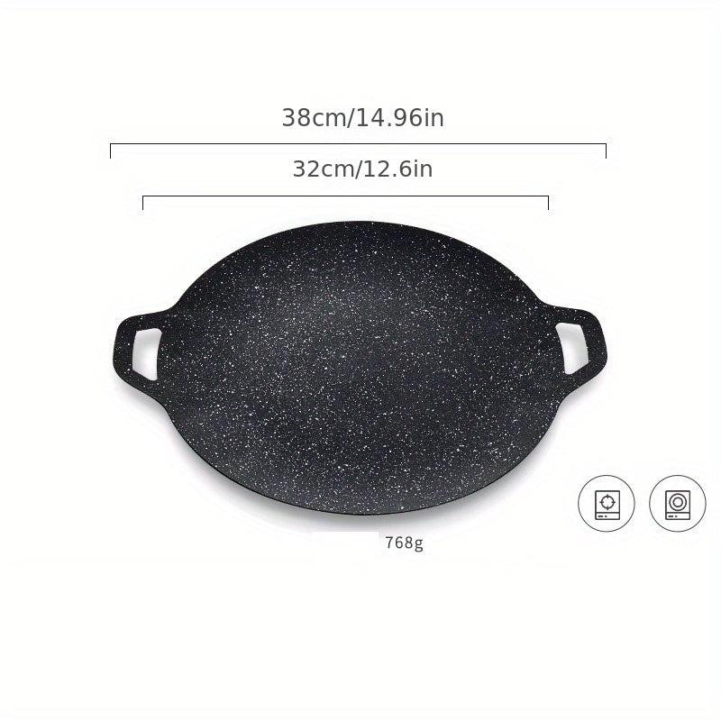 Non Stick BBQ Grill Pan Stovetop Plate Camping Rotisserie Cookware